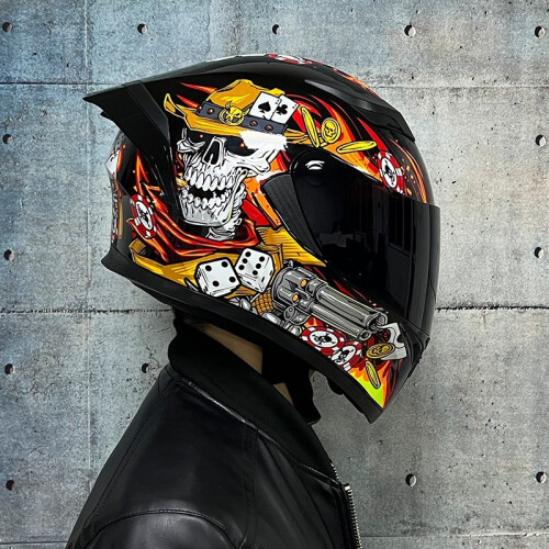 (M-3)DOT-gecertificeerde integraalmotorhelm met racehelm en dubbele lens 2