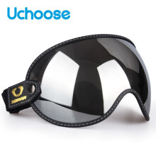 (diepe thee) Fit All Vintage Retro Open Face Half Helm Motorhelm Bubble Shield Vizier Lens Zonnebril