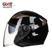 (M-licht rood)Motorhelm Casco Moto Dubbele Lens Open Gezicht Elektrische Scooterhelm Heren Dames Vier