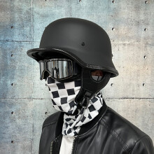 (L-17) Motorfiets DOT Duitse stijl halve helm + bril voor H-arley Biker Pilot Unisex motorhelmen