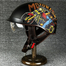 (L-Bloodthirst Wolf) Motorhelm met lenzen Retro halve helm Jethelm Open helm Scooter Cruiser