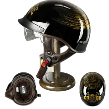 (xxL-Skelet Wolf) Motorhelm met lenzen Retro halve helm Jethelm Open helm Scooter Cruiser