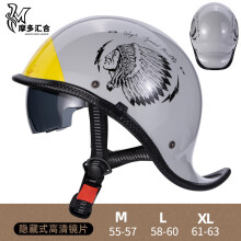 (Zwarte lens) Retro motorhelmen voor heren Vintage motorhelm met ingebouwde lens Zomer