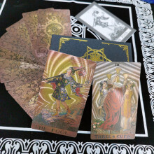 (Stijl zonder rand) Set Tarotkaarten Cadeaudoos Luxe Gouden Folie Tarotkaart Stempeling PVC Waterdicht