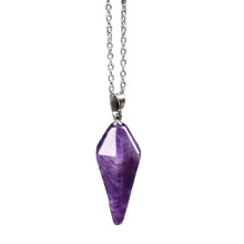(hanger) Pendel Wichelroedelopen met amethistset (kristallen wichelroedelopen ketting) Houten
