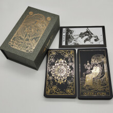 (Zwart)Nieuwe plastic ruiter met gouden folie Tarot-prenten, prachtige kaarten voor bordspelwaarzeggerij