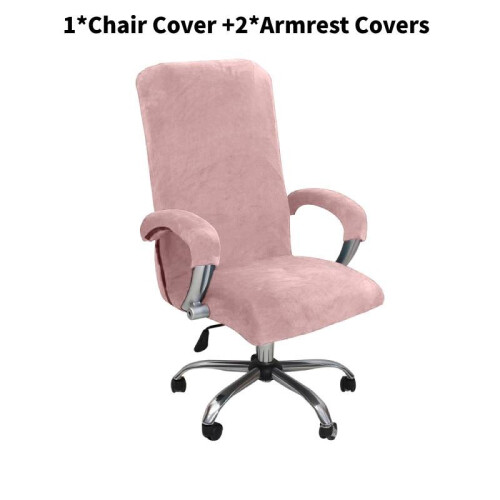 (Pink, L) Color Office Solid Computer Chair Covers Dustproof Wear Resistant Protector