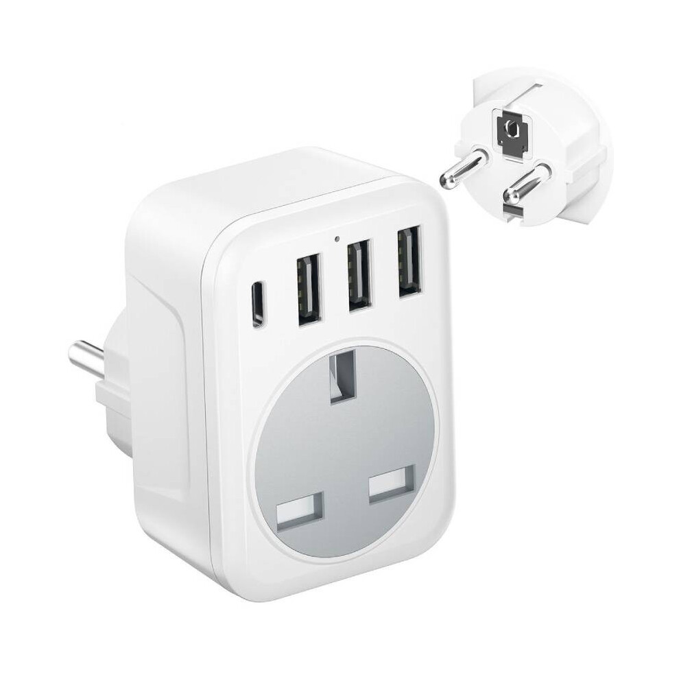 To Uk European Plug Adapter Grounded Europe Travel Adapter With Usbtype 3 C