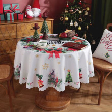 (Style D, 120cm/47.24in) Large Round Christmas Tablecloth Xmas Holiday Table Cover Decor Cloth Homes