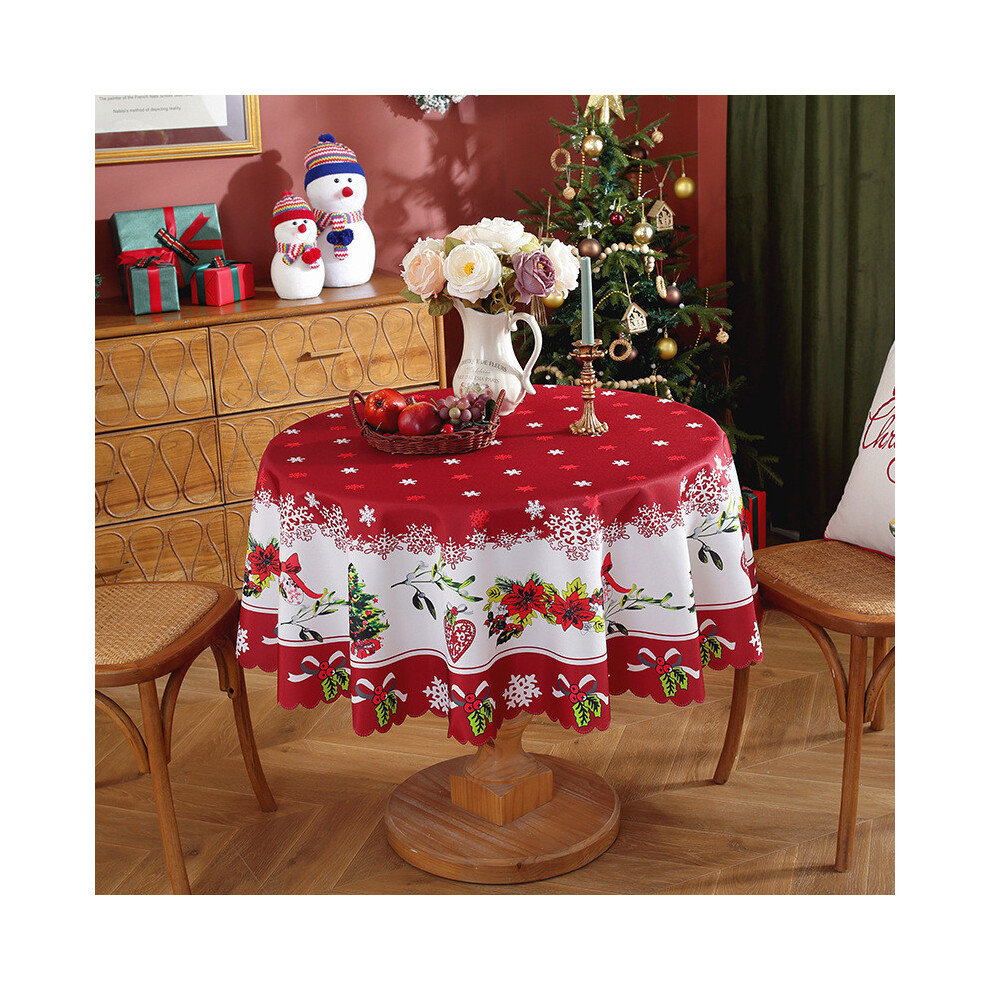 (Style M, 120cm/47.24in) Large Round Christmas Tablecloth Xmas Holiday Table Cover Decor Cloth Homes