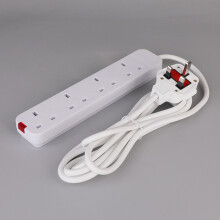 (Four) Uk Electric Plug Socket 3m Extension Lead Cable 13a Outlets Office Home Use