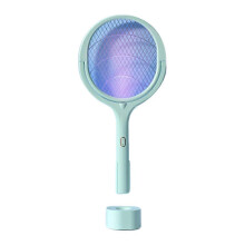(White, One size) 5 In 1 Insect Killer Lamp Rechargeable Electric Bug Zapper Fly Swatter with Base