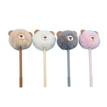 (As show, One size) 4 PCS/Pack Cartoon Plush Bear Gel Pen 0.5mm Refillable Signature Pen for Gifts