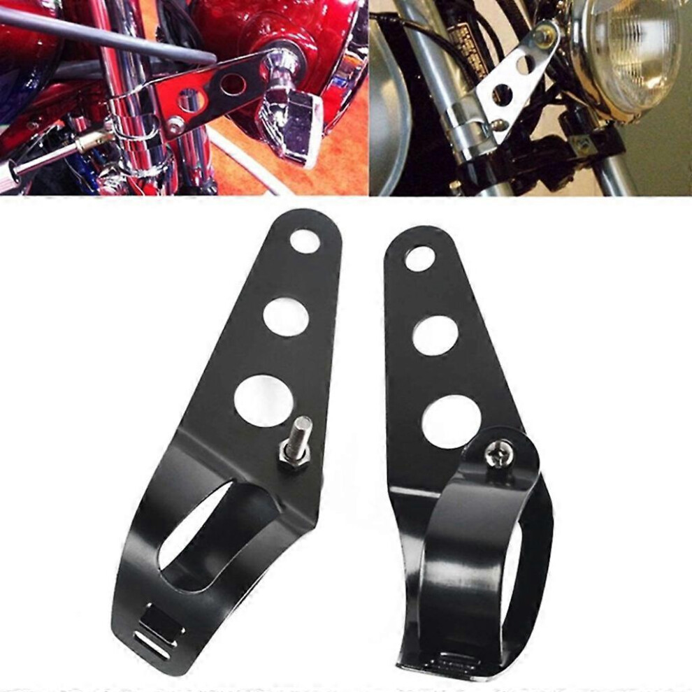 (As Show, One Size) Motorcycle Headlight Bracket 38-45Mm Fork Mount Clamp Headlamp Support Holder Black 8191722685186