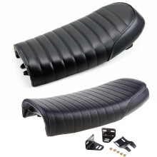 (Brown, One size) Retro Leather Cushion Saddle Vintage Comfortable Motorcycle Cafe Racer Flat for