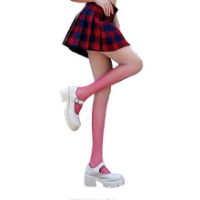 (As show, One size) Women Gothic Thin Pantyhose Gradient Contrast Color Semi Sheer Sexy Silky Tights