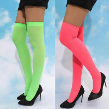 (Orange, One size) Woman Stockings Candy Color Multicolor Women Seamless Long Stockings Decor