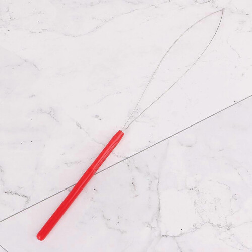 (Rose red, One size) Pro Hair Extension Loop Needle Loop Threader for Hair or Feather Extensions