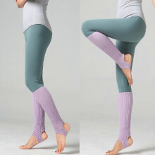 (Sky Blue, One size) Women Girls Ballet Dance Stirrup Leg Warmers Ribbed Knit Latin Knee High Socks