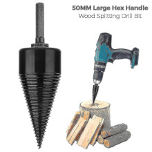 (32mm, One size) Industrial Firewood Drill Bit Wood Cone Hex Shank Wood Log Splitter Screw Splitting 32mm A