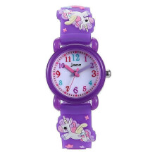 (As show, One size) 3D Children's Cartoon Watch Waterproof Quartz Watch-Unicorn Purple