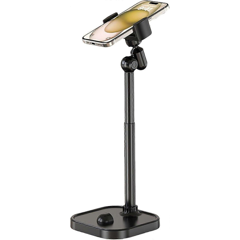 (As Show, One Size) Desktop Phone Holder, Height Adjustable, 360 Degree Rotating Clip-On Phone Holder, Universal Device Compatible, Black 4704245224608