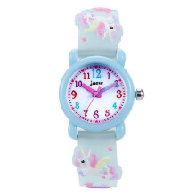 (As show, One size) 3D Children's Cartoon Watch Waterproof Quartz Watch-Unicorn Light Blue