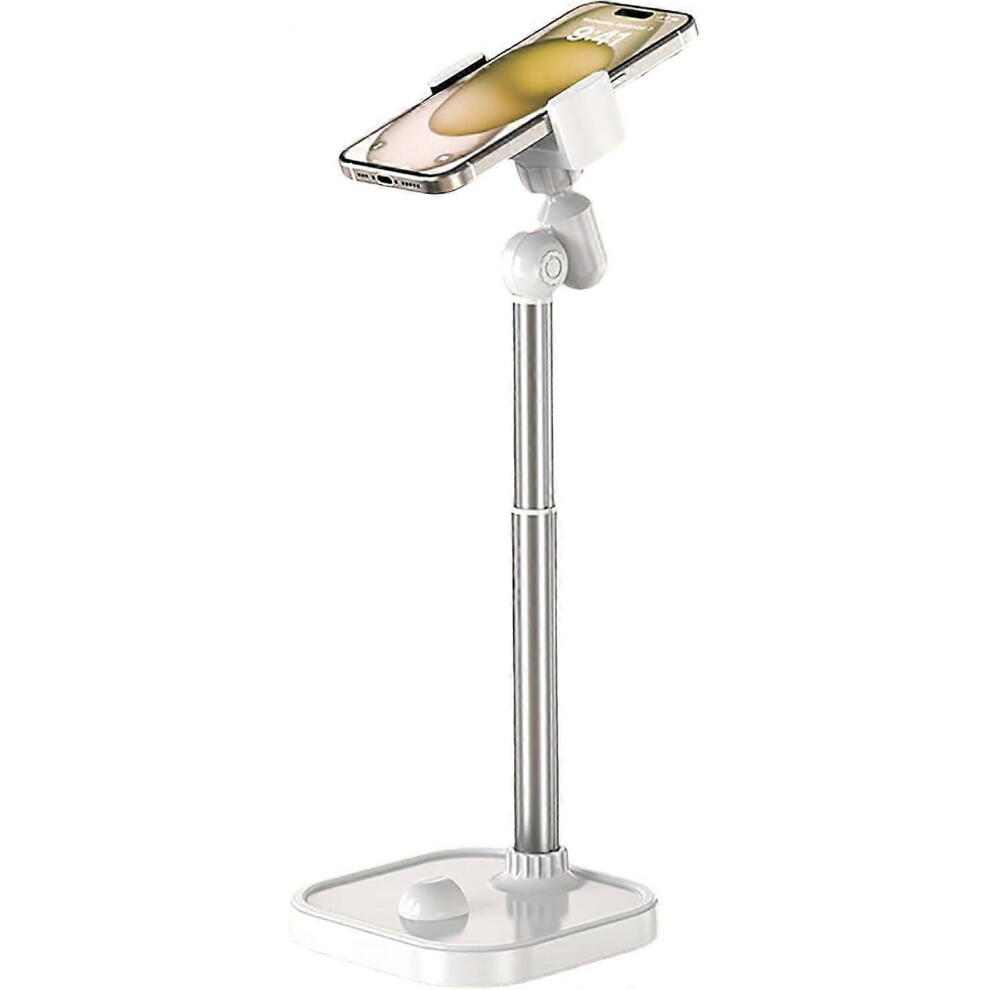 (As Show, One Size) Desktop Phone Holder, Height Adjustable, 360 Degree Rotating Clip-On Phone Holder, Universal Device Compatible, White 4704245224660