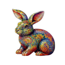 (As show, One size) (Rabbit)Wooden Puzzles for Adults (42x33cm, 220pcs),Unique Shape Puzzle Gifts, Wooden Puzzles for Family Game and Home Decor