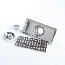 (As show, One size) Floor Drain Floor Drain Rectangle Floor Drain, 20x10cm Rectangle Thick Steel Floor Drain Bathroom Shower Drain Anti-Rust Bathroom Shower Kitchen Waste