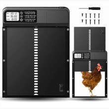 (As show, One size) Automatic Chicken Coop Door with Waterproof Programmable LCD Display, Aluminum Alloy Automatic Chicken Coop Door, Battery Powered, Timer Control, Anti
