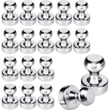 (As show, One size) 18 Neodymium N52 Magnets Extra Strong Mini Conical, Nickel Plated, for Fridge, Bulletin Board, Magnetic Plate, White, With Storage Box