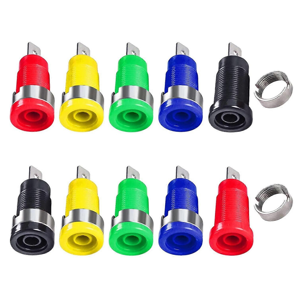 (As Show, One Size) 10Pcs Female Banana Jack Socket - 4Mm Female Banana Connector Binding Post Panel/Chassis Adapter Solder Type 4704245205263