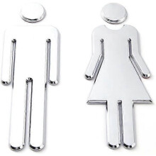 (As show, One size) Silver Toilet Sign Toilet Plate for Bathroom, 1 Pair Door Nameplate Toilet Sign Stickers Signage Symbol Men and Women Bath Plates (12cm)