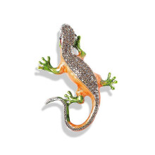 (As show, One size) Gecko-orange lizard diamond alloy brooch