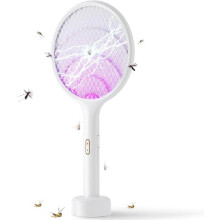 (As show, One size) Electric Insect Racket, Rechargeable Mosquito Repellent Racket with Charging Base Against Mosquitoes, Flies, Flying Insects