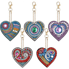 (As show, One size) Diamond Painting Kit, DIY Keychain Rhinestone Painting, Double Sided Diamond Painting Keychain, Complete Diamond Painting, Pendant for Bag Decoration,