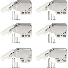 (As show, One size) 6 Pieces Spring Loaded Cabinet Lock, Mini Touch Latches, Spring Loaded Latches, Mini Latch, Latch Catch, Press to Open and Close, with Mounting Screws