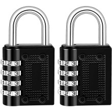 (As show, One size) Pack of 2 4-Digit Code Padlock, Zinc Alloy Combination Padlock Code Locker Padlock for Suitcase Locker College Gym Airplane