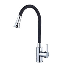(As show, One size) Kitchen Faucet Free Swivel High Spout Flexible Sink Mixer Tap Stainless Steel and Black Hot and Cold Water Sink Faucet with Water Inlet