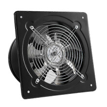 (As show, One size) Bathroom Fan Metal 150mm50W Wall Mounted Room Fan with Ventilated Return Damper for Kitchen, Garage (Black)