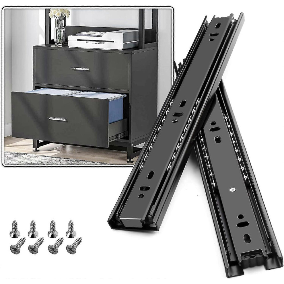 (As Show, One Size) 1 Pair 300Mm Drawer Slide With Shock Absorber Drawer Slide 45Kg Load Capacity With Ball Bearing, Side Mount 4704245212674
