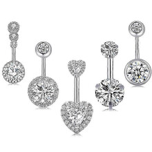 (As show, One size) Navel Piercing 14G Surgical Steel CZ Pearl Diamond Piercing Navel Piercing Jewelry for Women Men