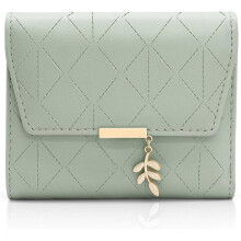 (As show, One size) (Green-1)Women's PU Leather Wallet Small Coin Purse Card Slots, Short Women's Wallet with Zip Coin Purse and Women's Clutch Wallets