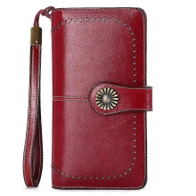 (As show, One size) Coin Purse RFID Wallet Euro-American, Women Long Zipper, Genuine Leather Lady Money Clip Leather Large Capacity Purse