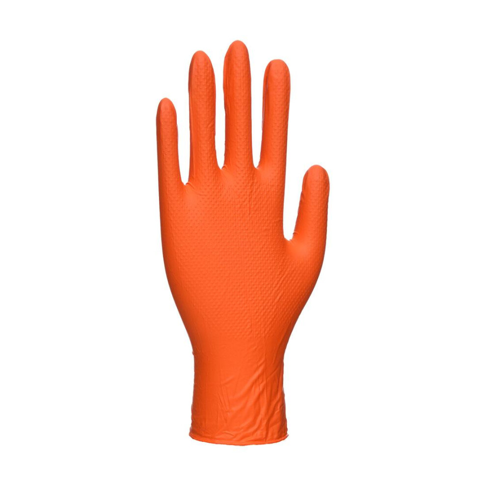 (11, Orange) Portwest Unisex Adult A930 Heavy Duty Disposable Gloves (Pack of 100)