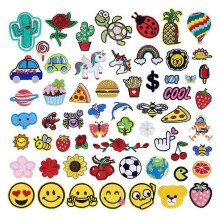 (As show, One size) Cartoon combination set, 60 embroidered fabric stickers, cute animal stickers, clothing and hat decoration patches, embroidered stickers