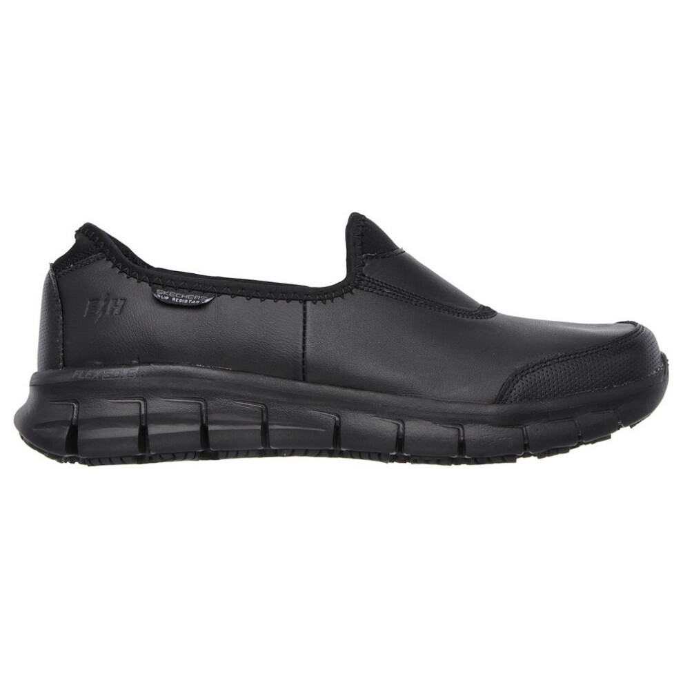 (2 UK, Black) Skechers Occupational Womens/Ladies Sure Track Slip On Work Shoes
