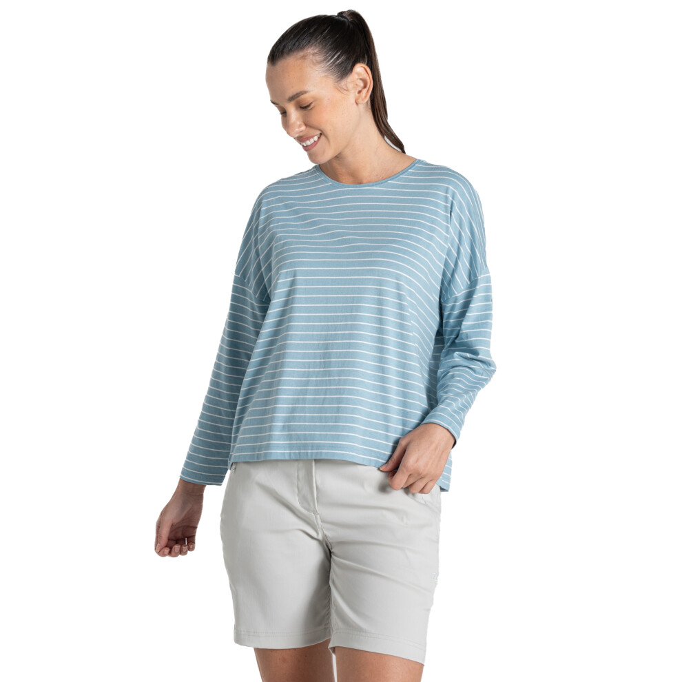 (20 UK, Sky Blue) Craghoppers Womens/Ladies Kielder Stripe Long-Sleeved T-Shirt