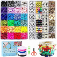 (As show, One size) 7200 clay beads, smiley face letter beads, 6mm soft clay pieces, soft clay beads DIY jewelry accessories